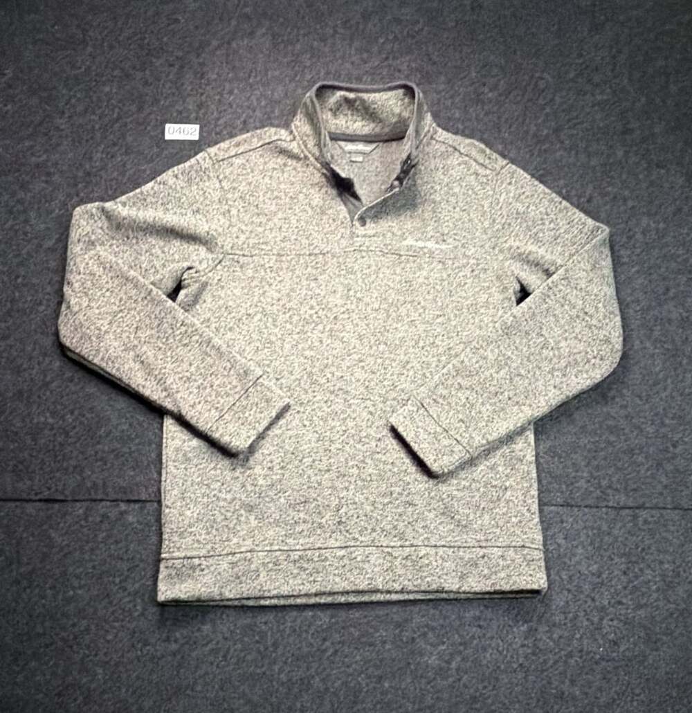 Eddie Bauer Radiator Fleece Snap Pullover Size M Gray Heather Mock Neck